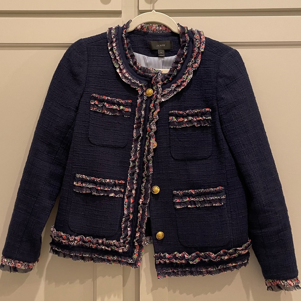 J. Crew blazer in navy. Size 4. EUC